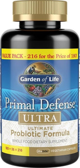 Garden of Life Primal Defense Ultra front packaging showing bottle and brand benefits
