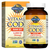 Garden of Life front label showing RAW D3 benefits and 2,000 IU