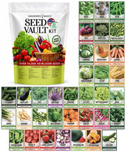 Gardeners Basics front packaging showing kit contents and benefit of organized seed storage