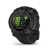 Garmin Instinct 3 AMOLED front view showing rugged case and display benefit durability