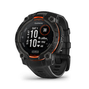 Garmin Instinct 3 Solar front view showing rugged case and display, durable protection