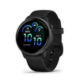 Garmin vívoactive 6 front view showing slate bezel and clear AMOLED display for quick glanceability