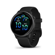 Garmin vívoactive 6 front view showing slate bezel and clear AMOLED display for quick glanceability
