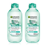 Garnier botella frontal 400 ml mostrando el envase y beneficio de limpieza suave