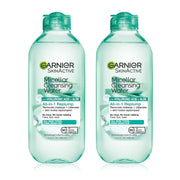 Garnier botella frontal 400 ml mostrando el envase y beneficio de limpieza suave