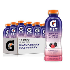 Gatorade Fit frontal del paquete mostrando 12 botellas y etiqueta clara