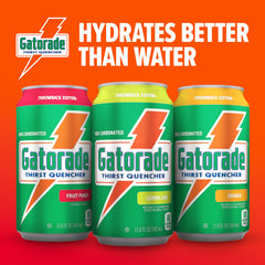 Gatorade lata junto a botella para comparar tamaño y capacidad