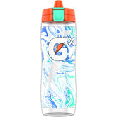 Gatorade botella frontal Marble White mostrando capacidad 30 oz y forma ergonómica