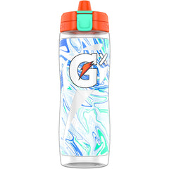 Gatorade botella frontal Marble White mostrando capacidad 30 oz y forma ergonómica