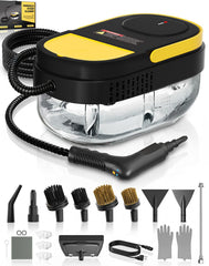 Gautye limpiador a vapor frontal mostrando diseño compacto y mango ergonómico