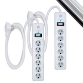 GE front view showing six grounded outlets for organized power