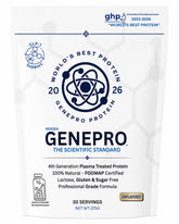 GENEPRO GEN. 3 front packaging showing clean label and servings, highlights purity