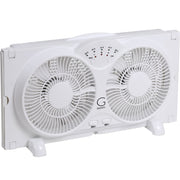 Genesis twin fan front view showing dual heads and compact profile for strong airflow