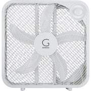 Genesis ventilador caja 20" vista frontal mostrando rejilla y hélices, potente flujo