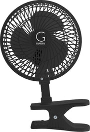 Genesis ventilador frontal negro mostrando diseño compacto y flujo de aire eficiente