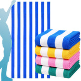 Genovega toallas pack frontal mostrando colores rayas y portabilidad