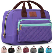 Genteen bolsa frontal morada mostrando diseño estiloso y capacidad
