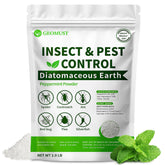 Geomust frasco frontal mostrando etiqueta y tamaño, ofrece control natural de plagas