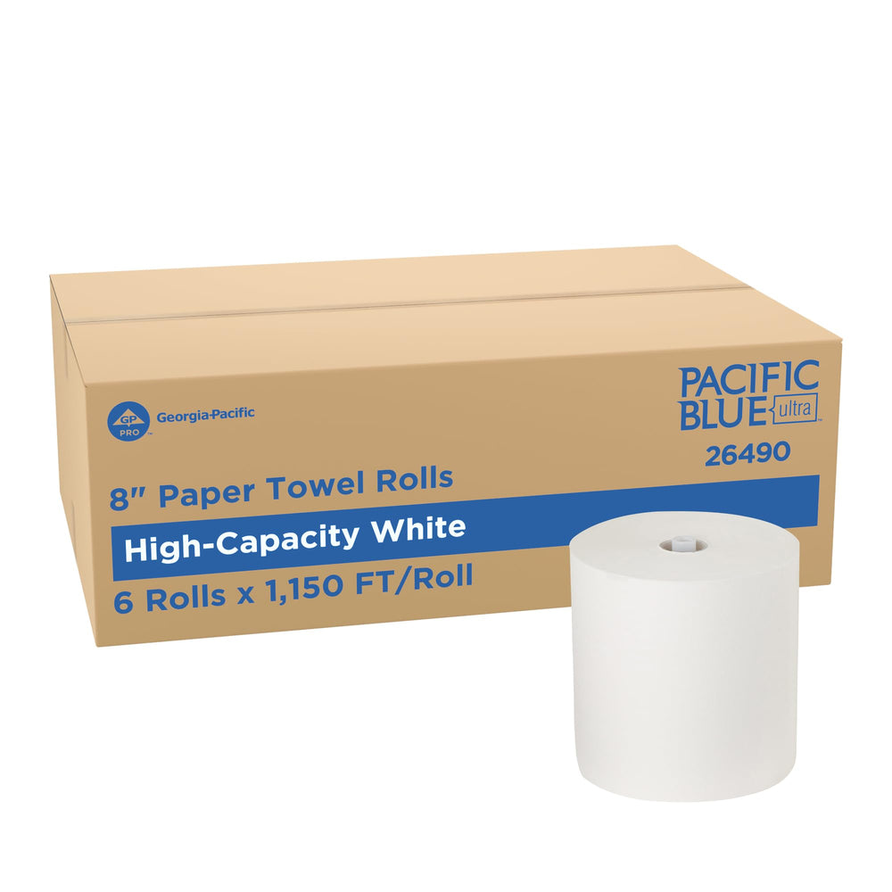 Georgia-Pacific Pacific Blue Ultra front packaging showing product and benefits