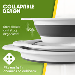 Gevoli coladores apilados y plegados ocupando poco espacio en mueble