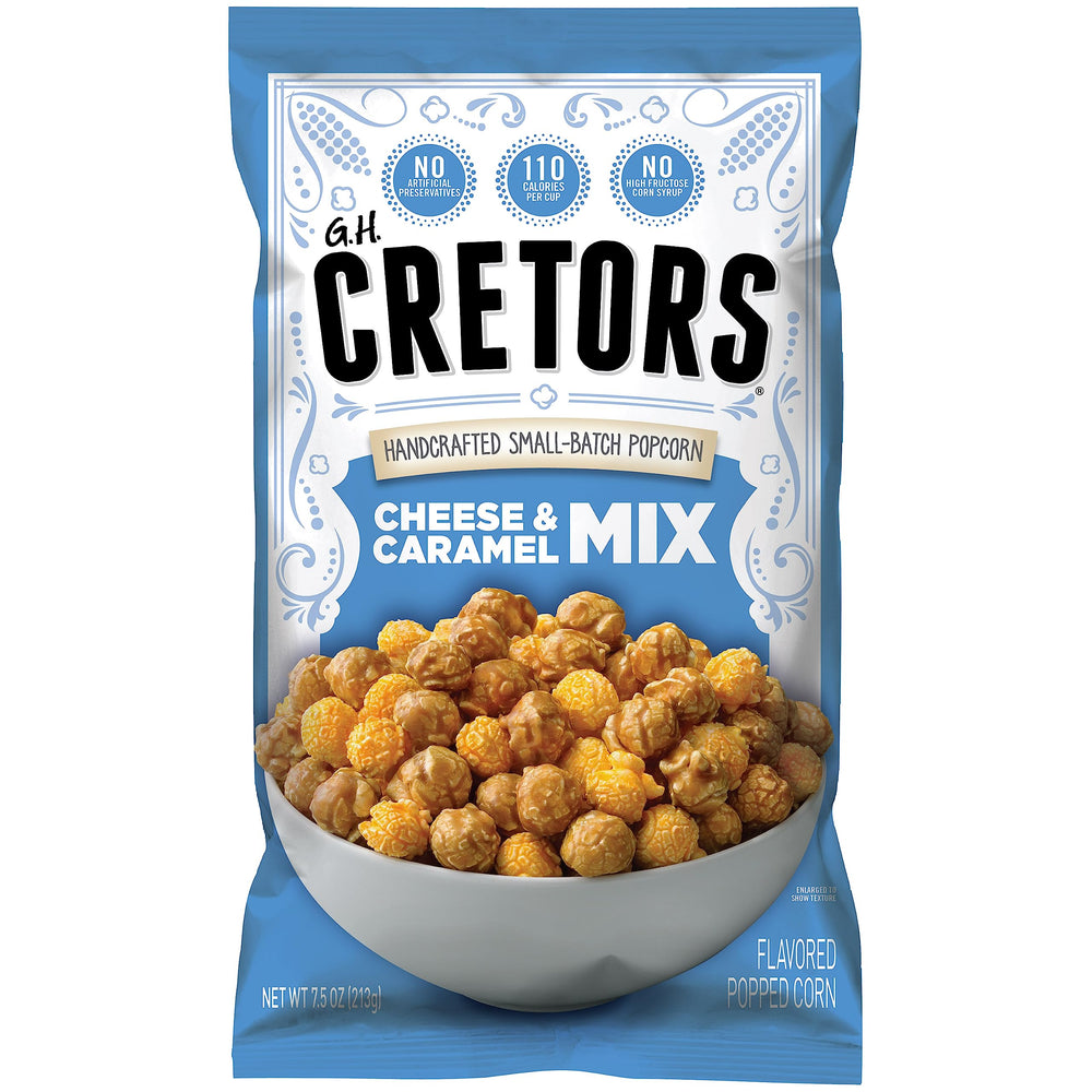 G.H. Cretors frente del paquete con mezcla dulce y salada, muestra conveniencia
