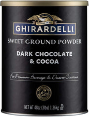 Ghirardelli frente del empaque mostrando la marca y beneficiando almacenamiento
