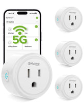 GHome Smart enchufe pack frontal mostrando las cuatro unidades y conectividad