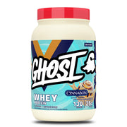 GHOST front packaging showing 2 lb tub and branding, highlights authentic flavor