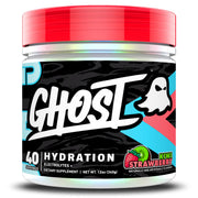 GHOST tub front packaging showing kiwi strawberry flavor and 40 servings benefit