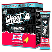 GHOST front packaging showing 24 Sonic Cherry Limeade sticks and benefits