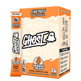 GHOST front packaging showing Orange Cream sticks and clear branding for quick identification and portability