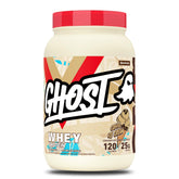 GHOST front packaging of tub showing Coffee Ice Cream flavor and protein facts