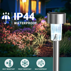 GIGALUMI lights installed along a garden path improving safety and curb appeal