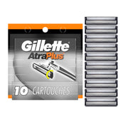 Gillette AtraPlus empaque frontal mostrando 10 recambios y comodidad
