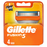 Gillette Fusion paquete frontal mostrando cartuchos y diseño, beneficio: recambio práctico