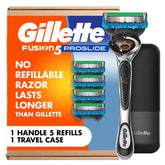 Gillette Fusion5 ProGlide handle front view showing ergonomic grip for controlled shaving