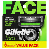 Gillette Labs paquete frontal mostrando seis cartuchos y beneficios de repuesto