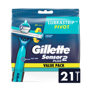 Gillette Sensor2 vista frontal del empaque con 21 unidades beneficios práctico
