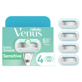 Gillette Venus frontal del paquete mostrando las cuatro cuchillas, comodidad inmediata