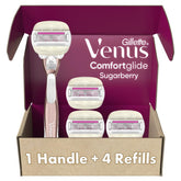 Gillette Venus mango rosa metálico frontal con agarre cómodo y control