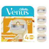 Gillette Venus pack frontal mostrando cuatro recambios y beneficio hidratación