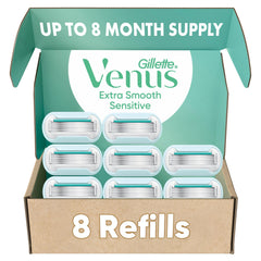 Gillette Venus paquete frontal mostrando las ocho recargas y conveniencia