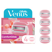 Gillette Venus envase frontal mostrando las cuatro recargas y comodidad
