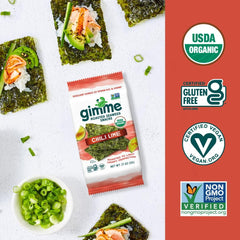 gimMe etiqueta con ingredientes orgánicos y origen sostenible visible