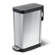 Glad slim trash can front view showing narrow stainless design and clean look