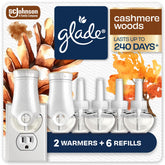 Glade Cashmere Woods front packaging showing kit contents and benefits