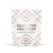 Glowing Goddess envase frontal mostrando la marca y beneficios