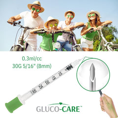 GLUCO-CARE aguja 30G con tapón naranja para identificación segura