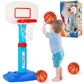 GMAOPHY toddler basketball hoop front view showing full assembled set and portability benefits