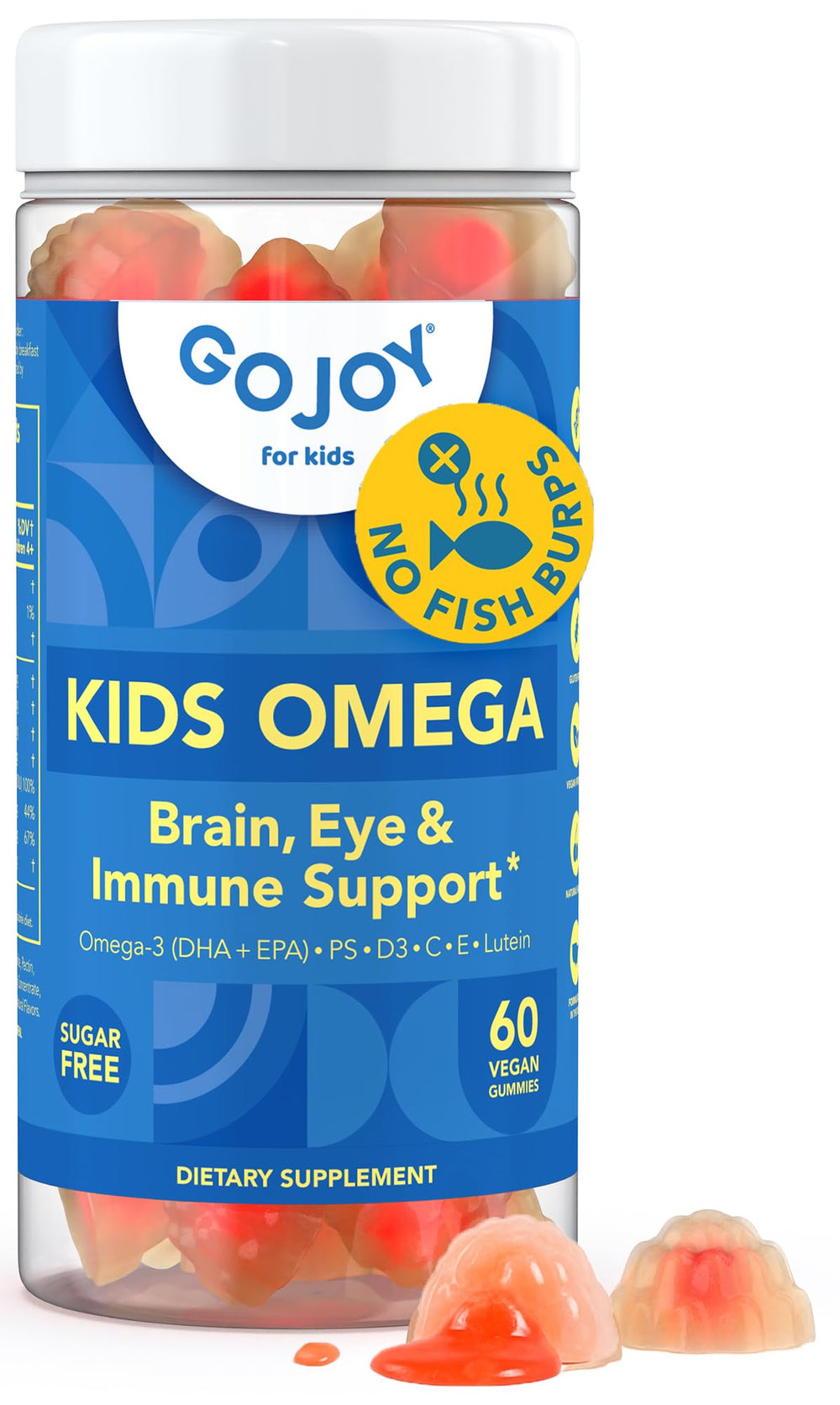 GOJOY NATURALS frente del envase que muestra fórmula vegana y sin azúcar